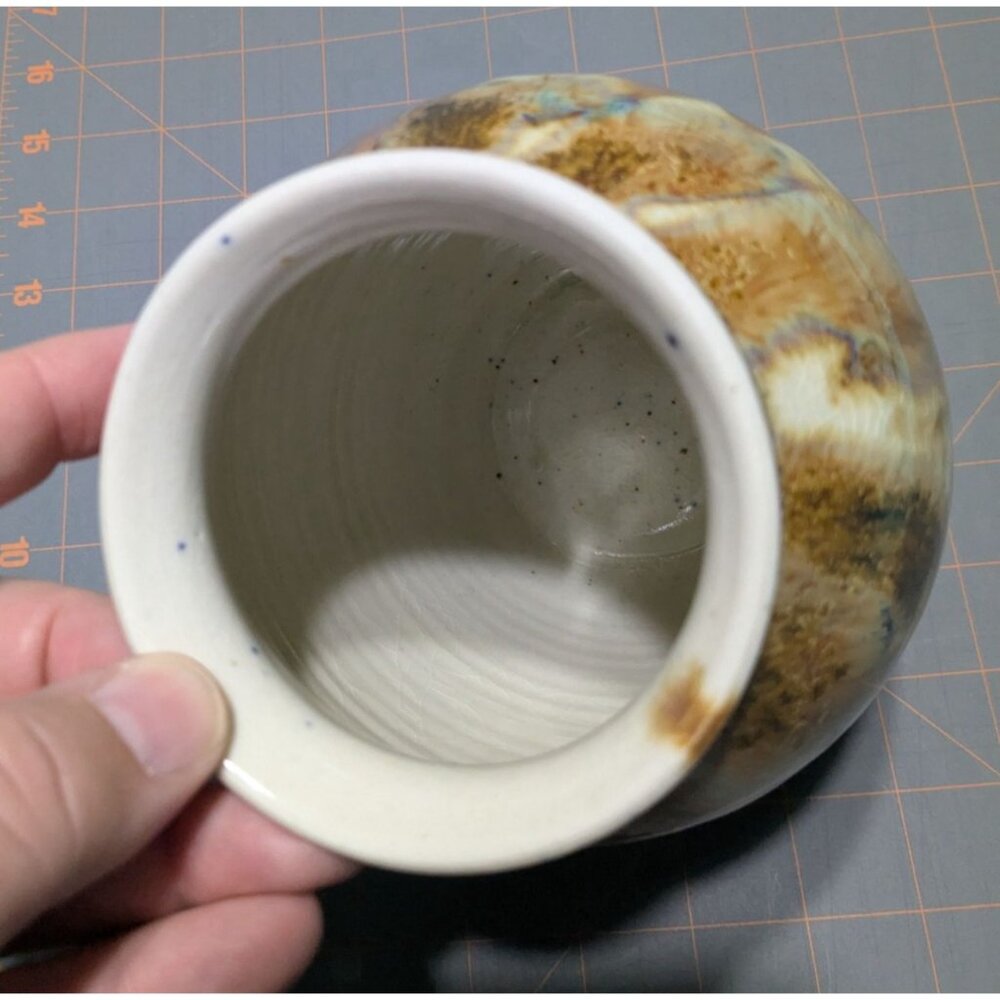 Handcrafted Studio Pottery Vase 7" Tall Drip Glaze Colorful & Unique - Picture 3 of 15